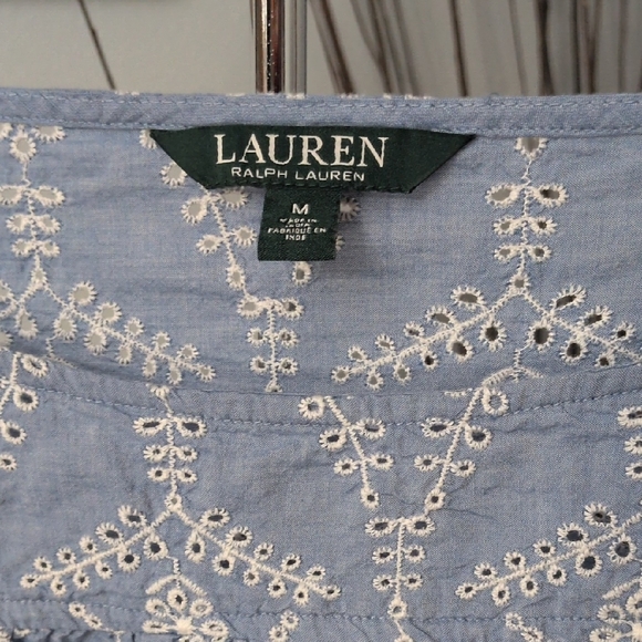 Ralph Lauren Blue and White Patterned Blouse - Picture 2 of 7